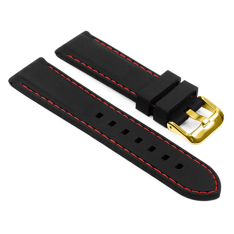 Rubber Strap with Stitching – Quick Release – Yellow Gold Buckle