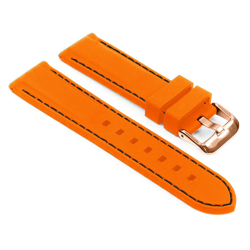 Rubber Strap with Stitching – Quick Release – Rose Gold Buckle