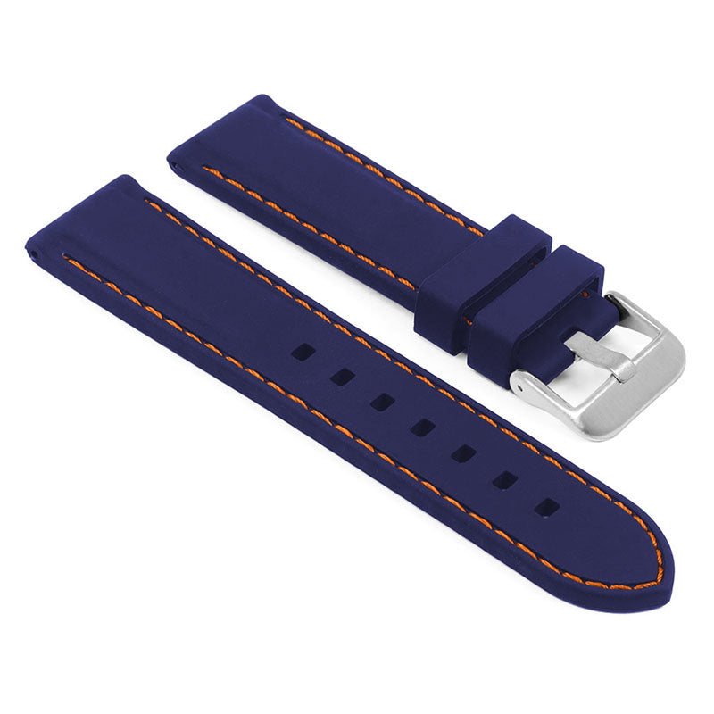 Rubber Strap with Stitching – Quick Release – Brushed Silver Buckle