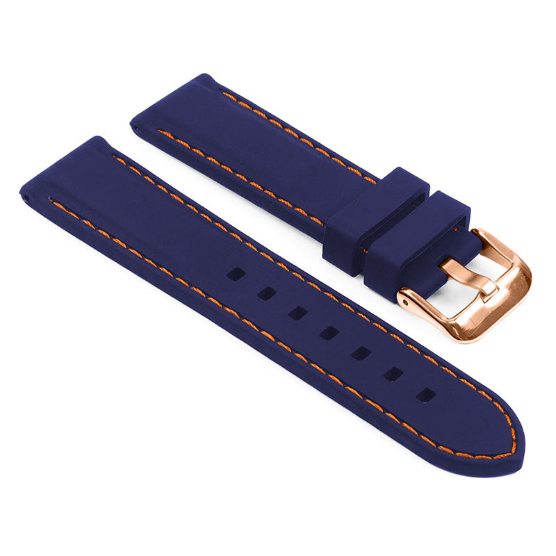 Rubber Strap with Stitching – Quick Release – Rose Gold Buckle