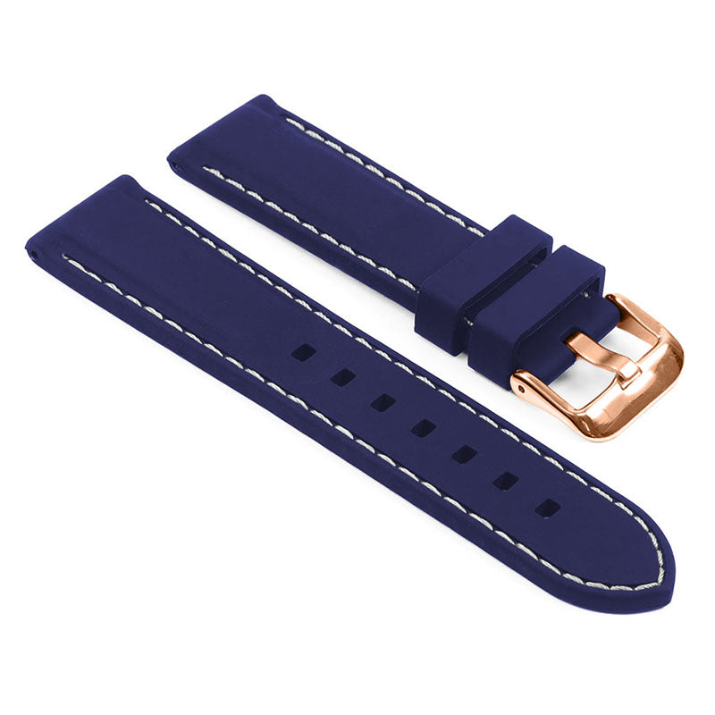 Rubber Strap with Stitching – Quick Release – Rose Gold Buckle