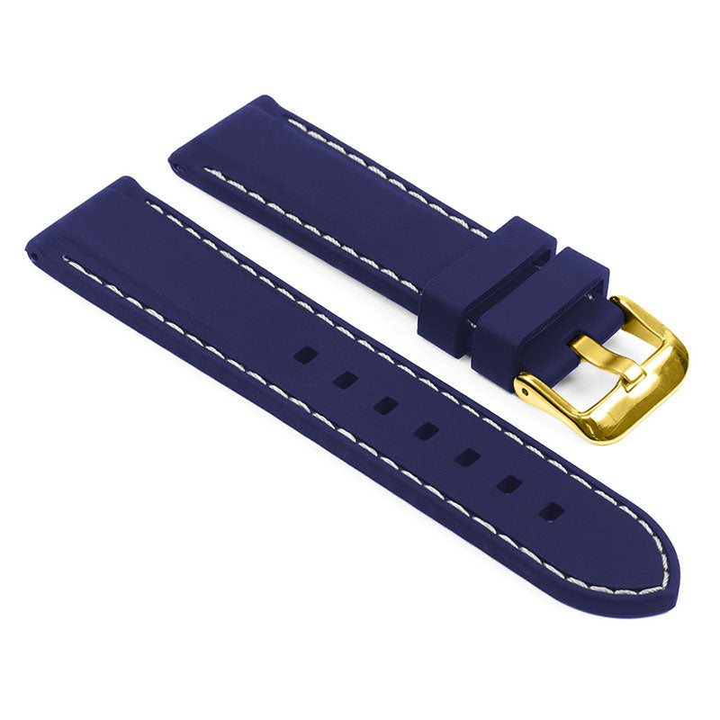 Rubber Strap with Stitching – Quick Release – Yellow Gold Buckle