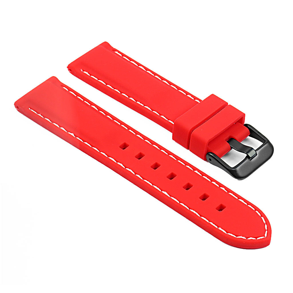 Rubber Strap with Stitching & Black Buckle for Apple Watch