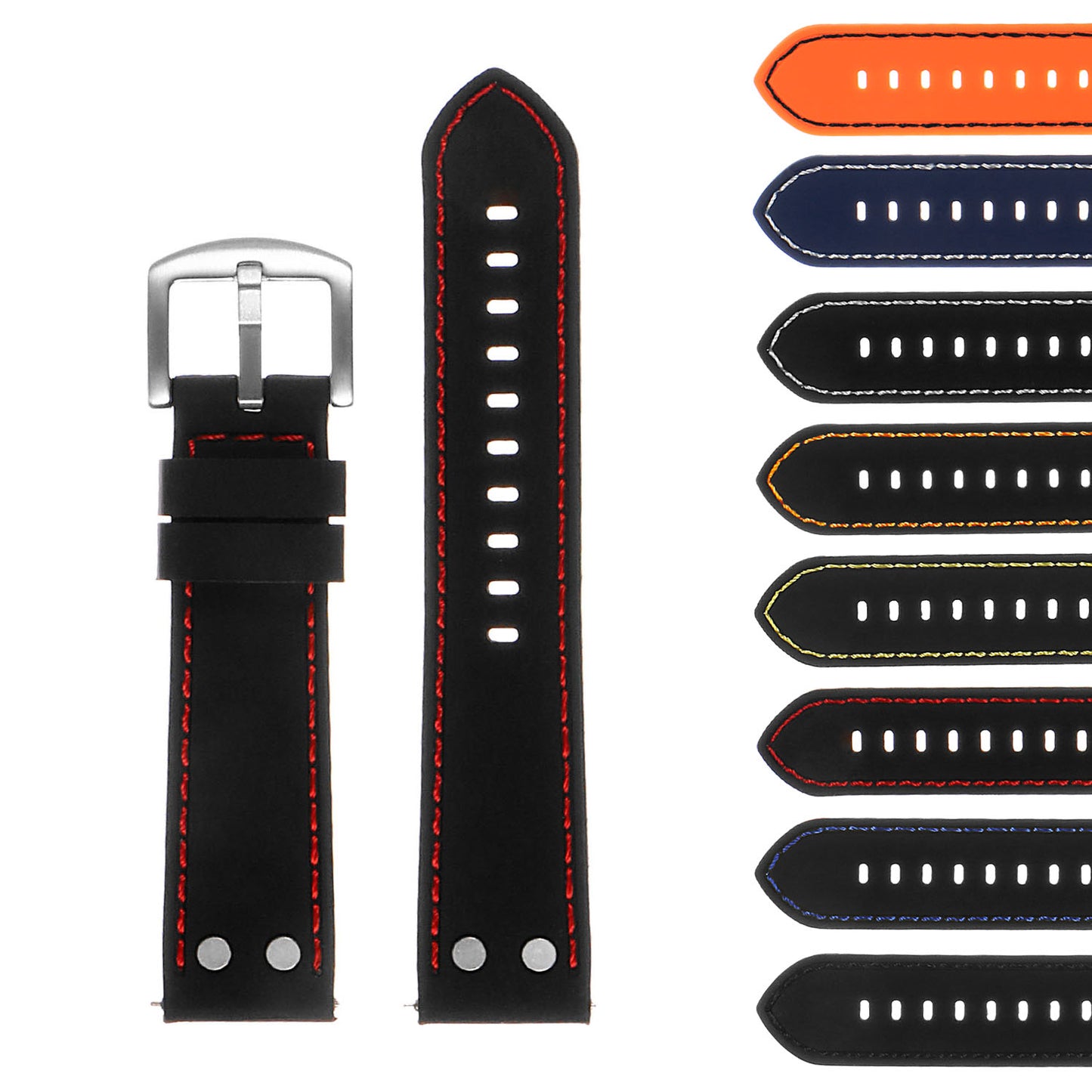 Rubber Aviator Strap w/ Rivets for Samsung Galaxy Watch 3