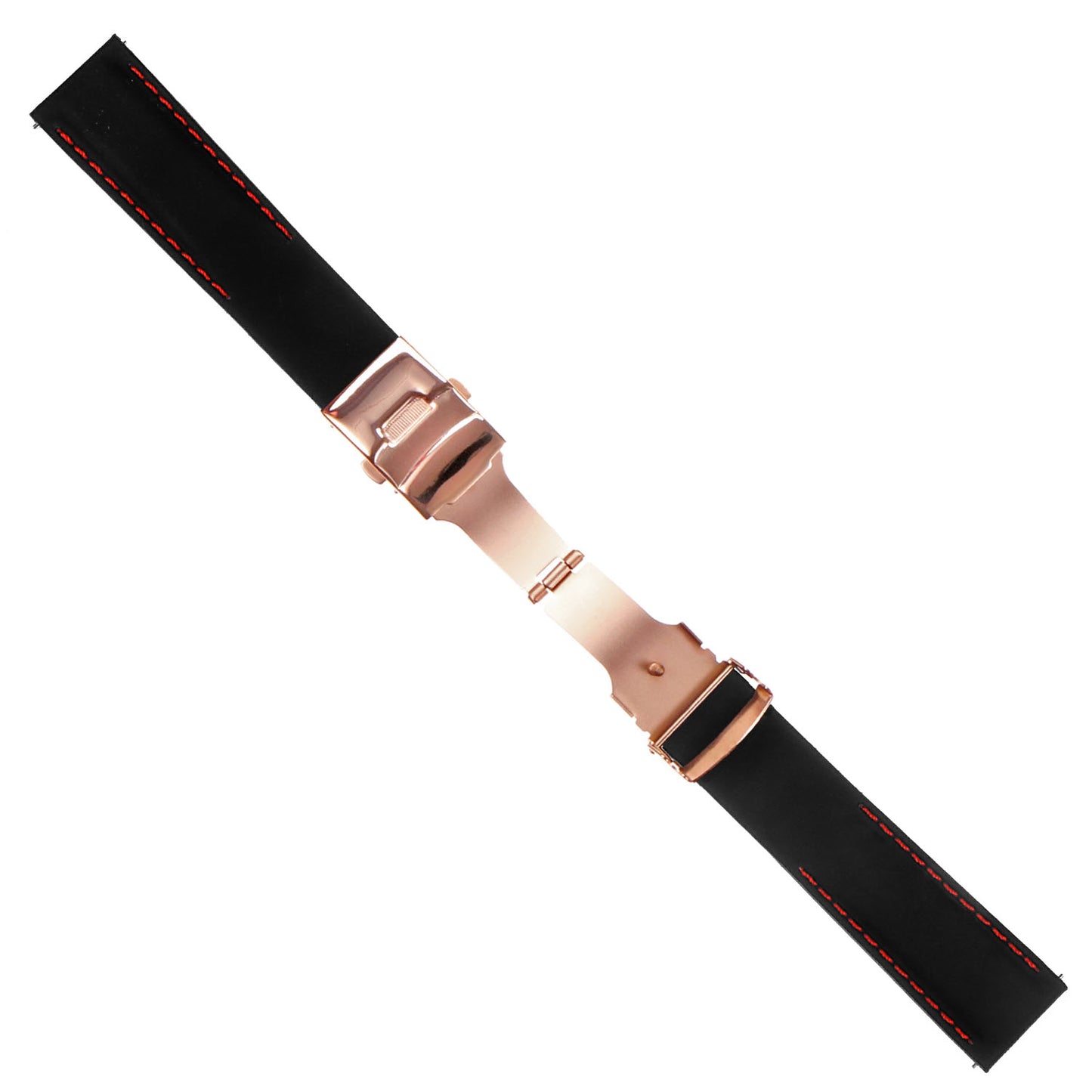 Rubber Strap with Stitching & Rose Gold Buckle for Apple Watch