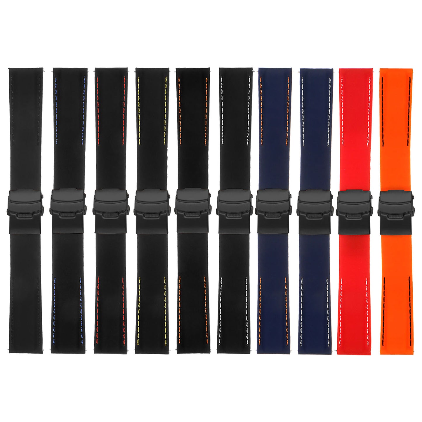 Rubber Strap with Stitching & Matte Black Clasp
