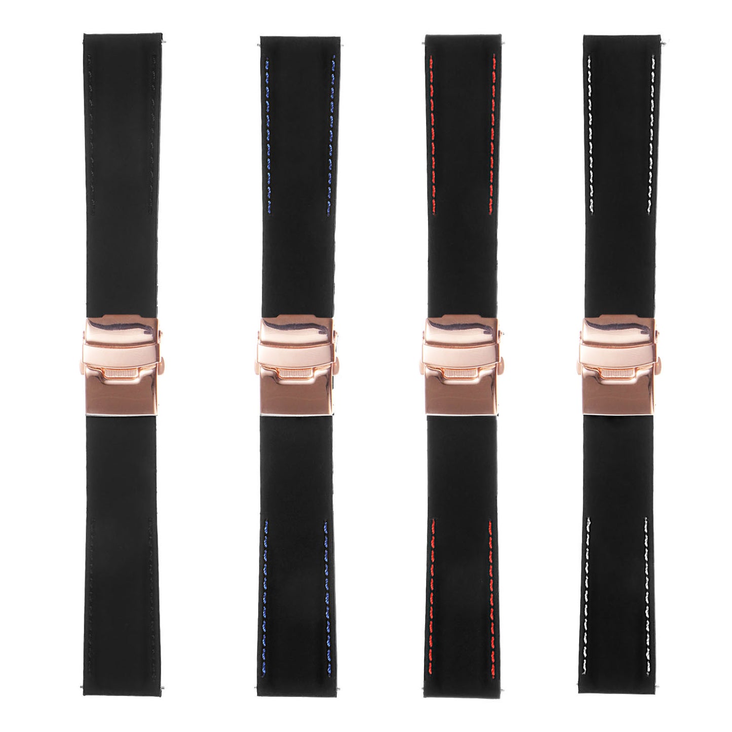 Rubber Strap with Stitching & Rose Gold Buckle for Apple Watch
