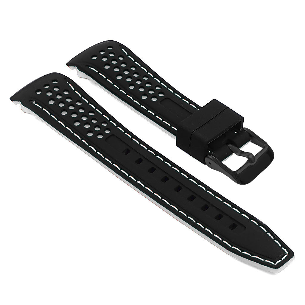Perforated Rubber Strap with Curved Ends and Black Buckle