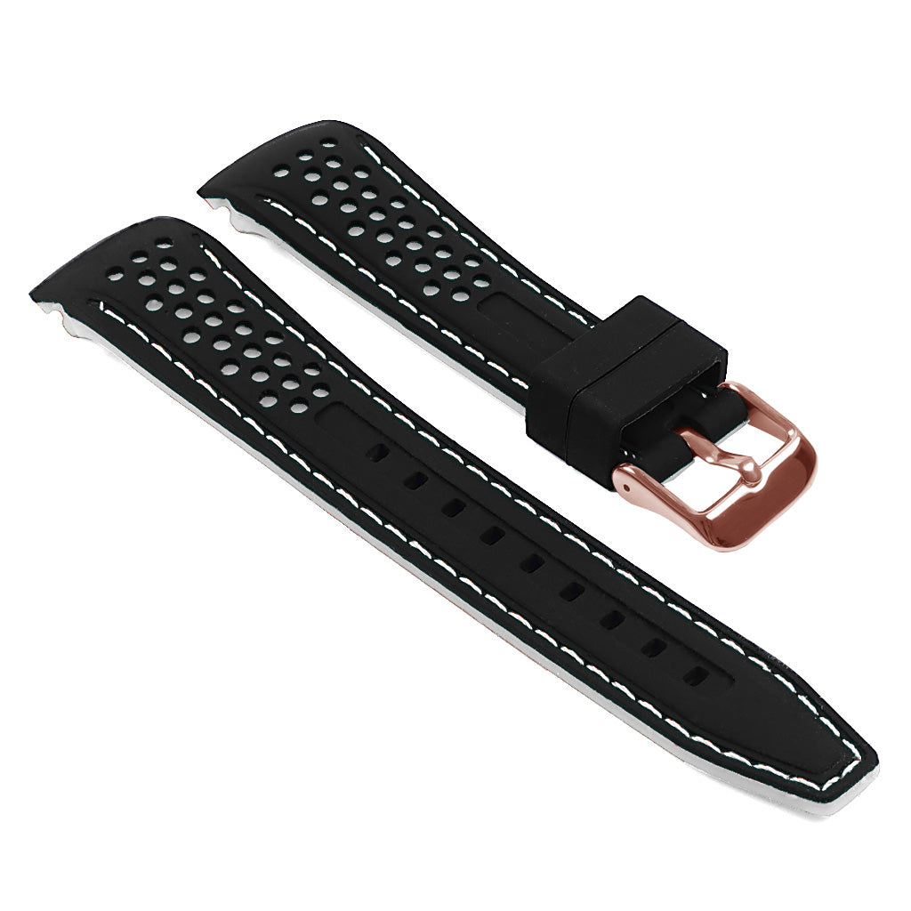 Perforated Rubber Strap with Curved Ends and Rose Gold Buckle