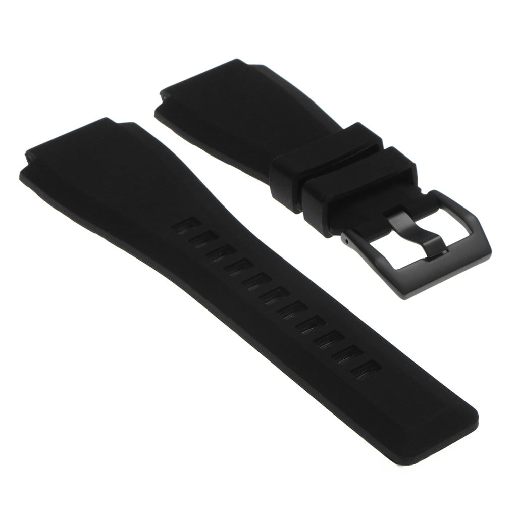Rubber Watch Strap for Bell & Ross with Matte Black Buckle