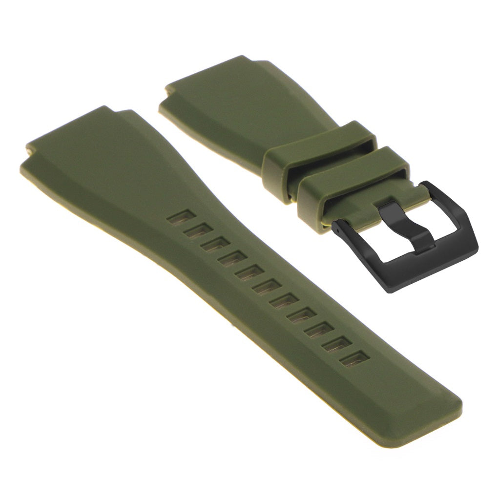 Rubber Watch Strap for Bell & Ross with Matte Black Buckle