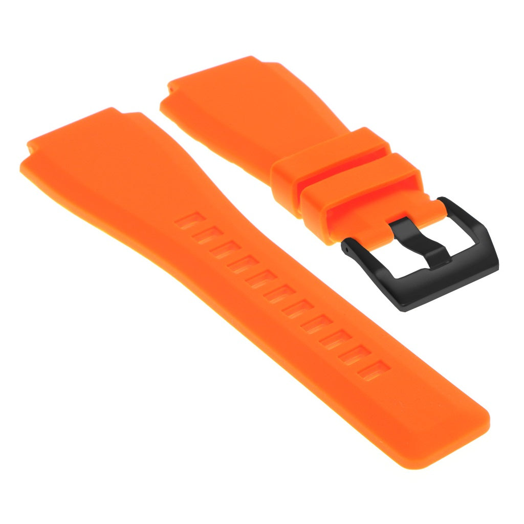 Rubber Watch Strap for Bell & Ross with Matte Black Buckle