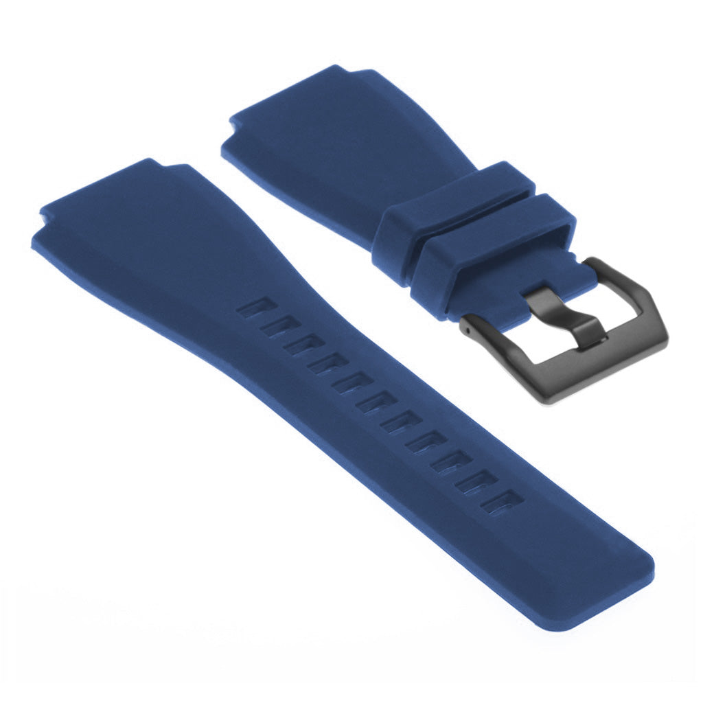 Rubber Watch Strap for Bell & Ross with Matte Black Buckle