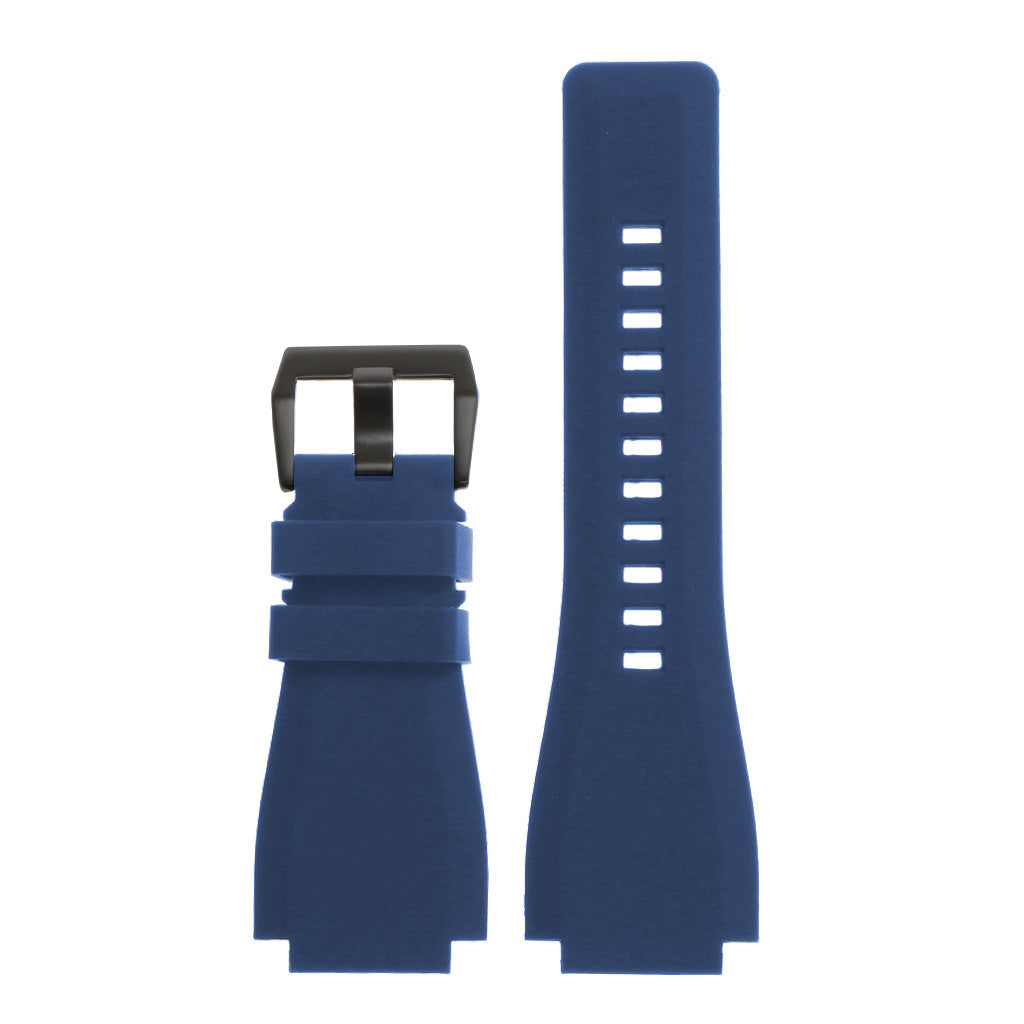 Rubber Watch Strap for Bell & Ross with Matte Black Buckle