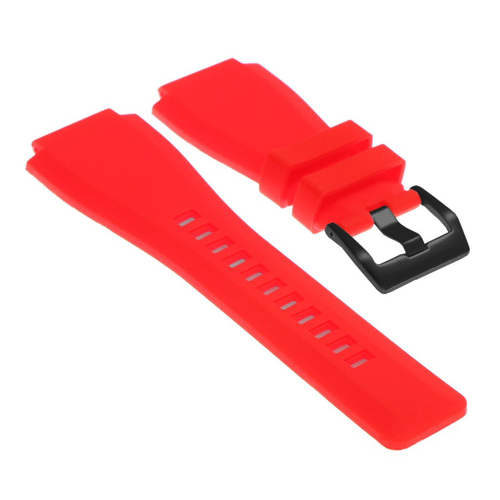 Rubber Watch Strap for Bell & Ross with Matte Black Buckle