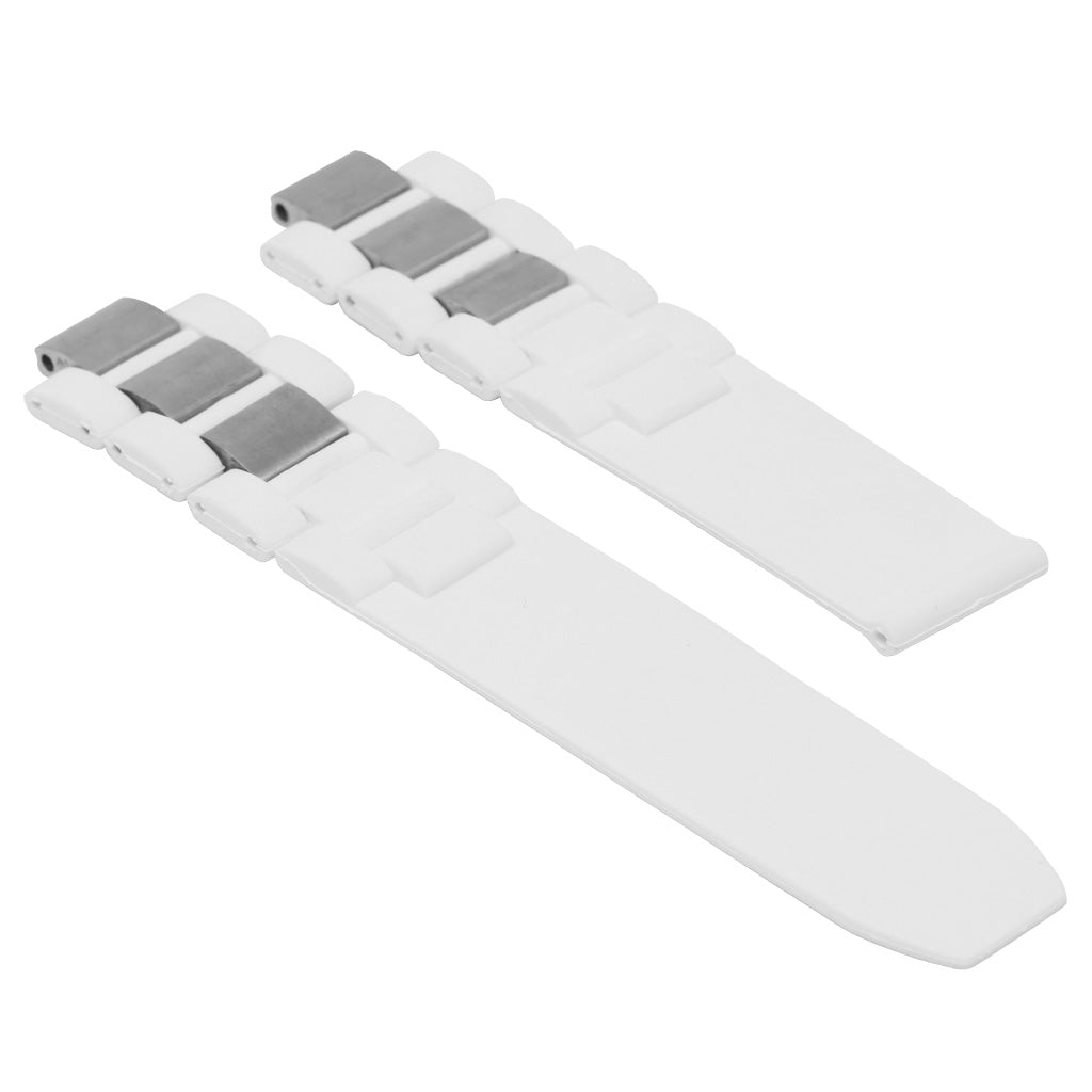 Silicone Watch Strap with Stainless Steel Links for Cartier 21 Autoscaph/Chronoscaph
