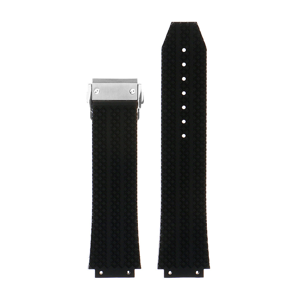 Rubber Watch Strap for Hublot Big Bang with Brushed Steel Clasp