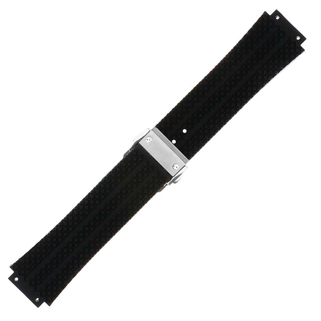 Rubber Watch Strap for Hublot Big Bang with Brushed Steel Clasp