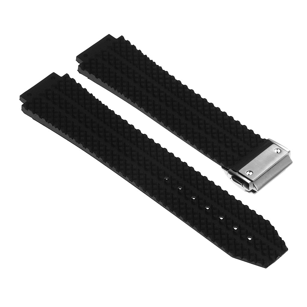 Rubber Watch Strap for Hublot Big Bang with Brushed Steel Clasp