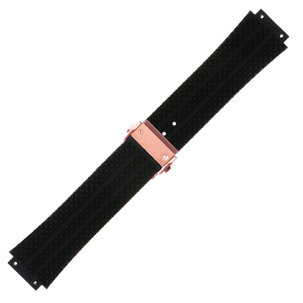 Rubber Watch Strap for Hublot Big Bang with Rose Gold Clasp