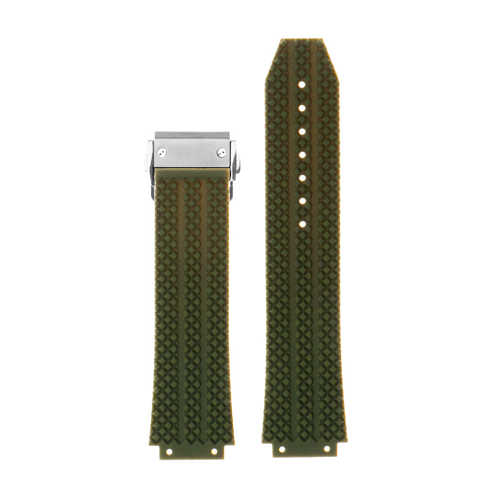 Rubber Watch Strap for Hublot Big Bang with Brushed Steel Clasp