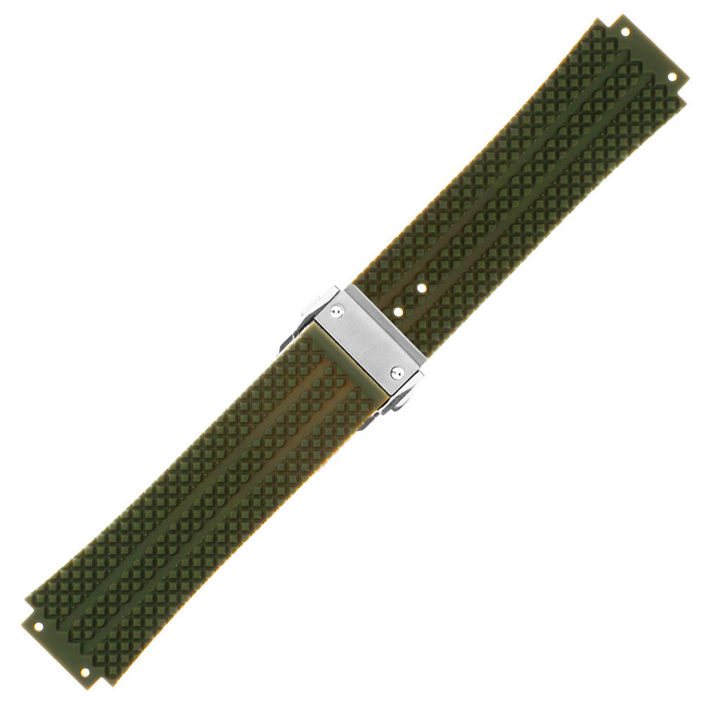Rubber Watch Strap for Hublot Big Bang with Brushed Steel Clasp