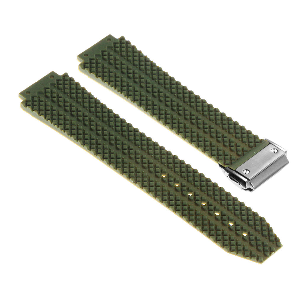 Rubber Watch Strap for Hublot Big Bang with Brushed Steel Clasp