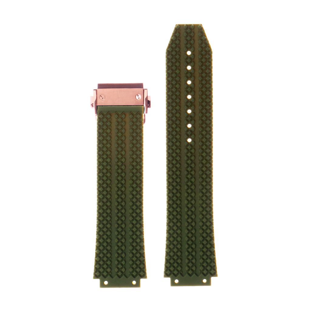 Rubber Watch Strap for Hublot Big Bang with Rose Gold Clasp