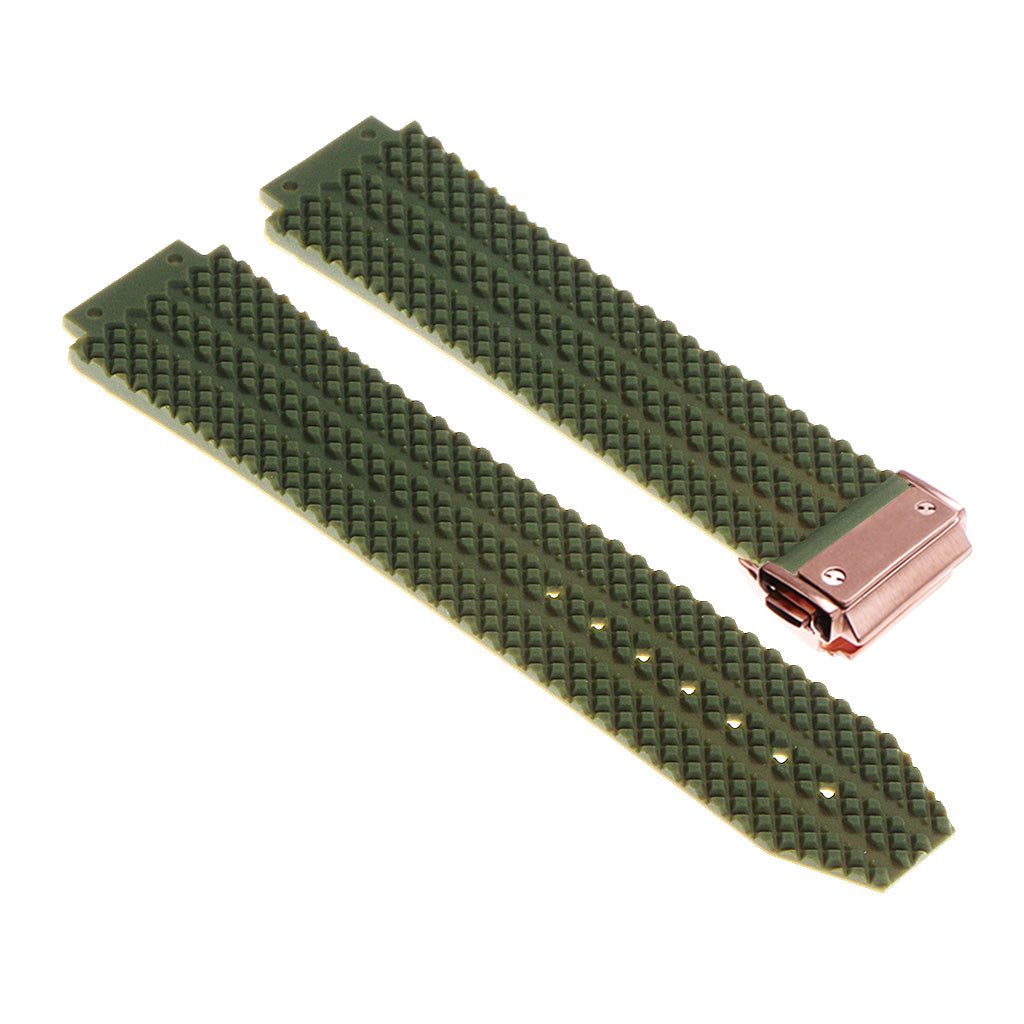 Rubber Watch Strap for Hublot Big Bang with Rose Gold Clasp