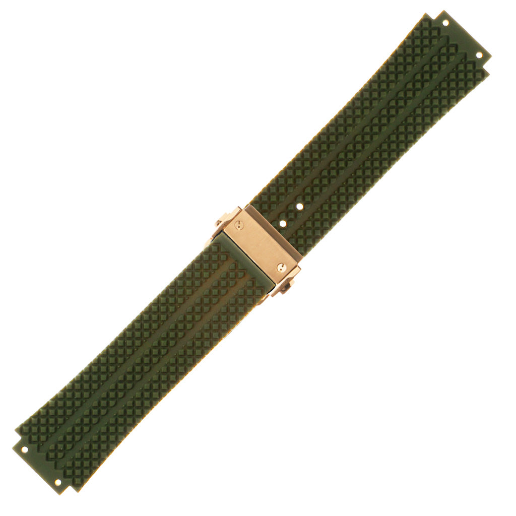 Rubber Watch Strap for Hublot Big Bang with Yellow Gold Clasp