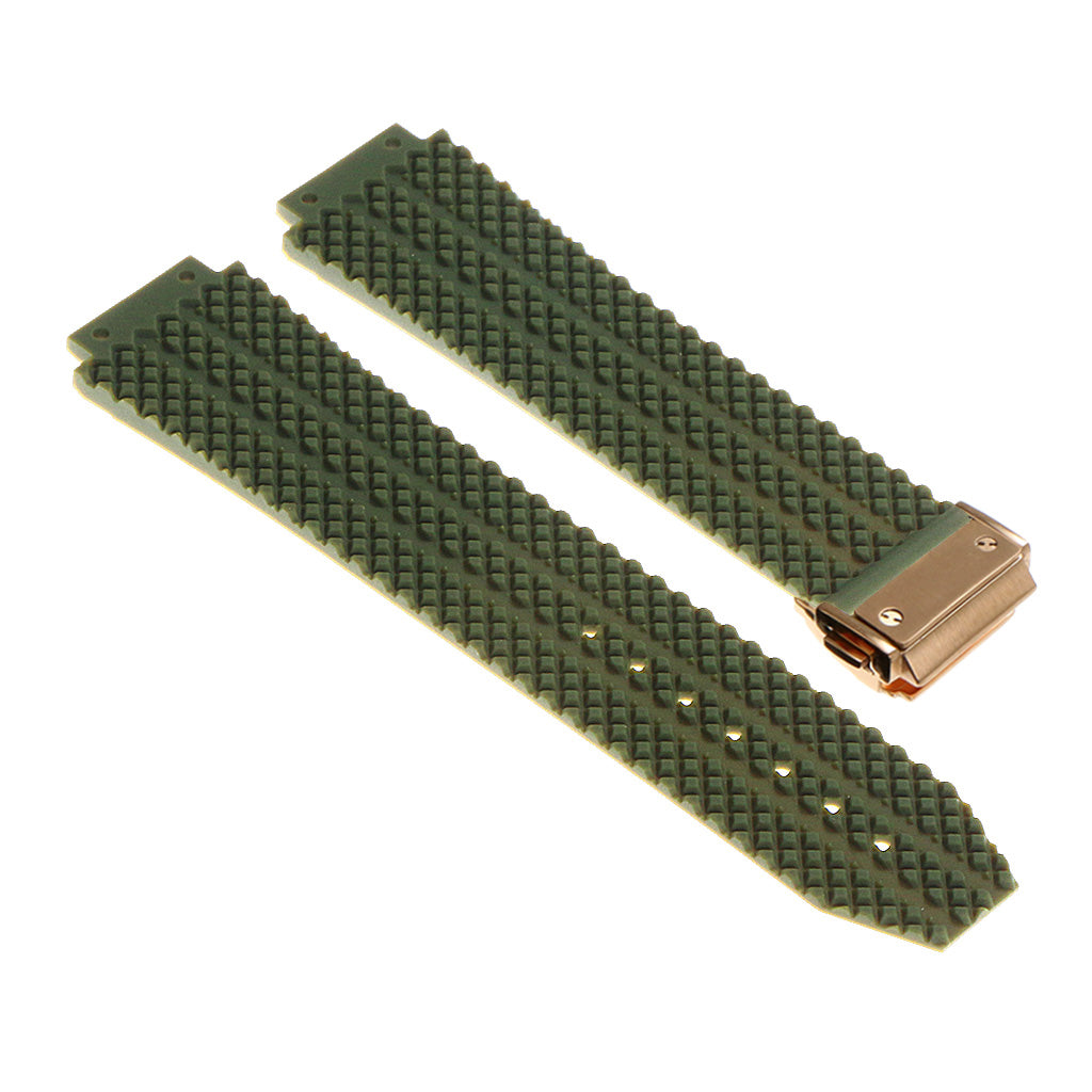 Rubber Watch Strap for Hublot Big Bang with Yellow Gold Clasp