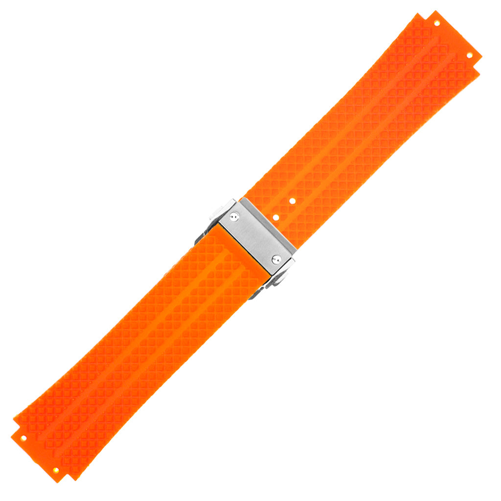 Rubber Watch Strap for Hublot Big Bang with Brushed Steel Clasp