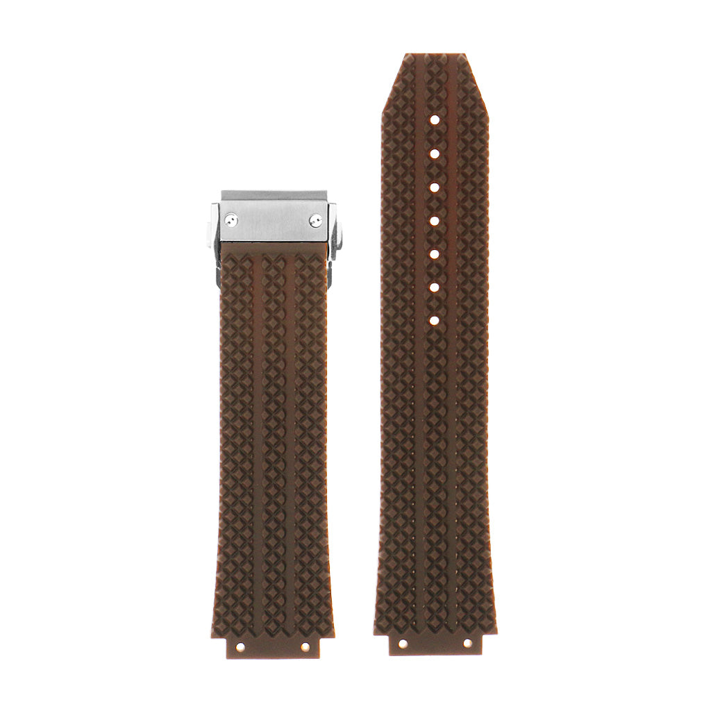Rubber Watch Strap for Hublot Big Bang with Brushed Steel Clasp
