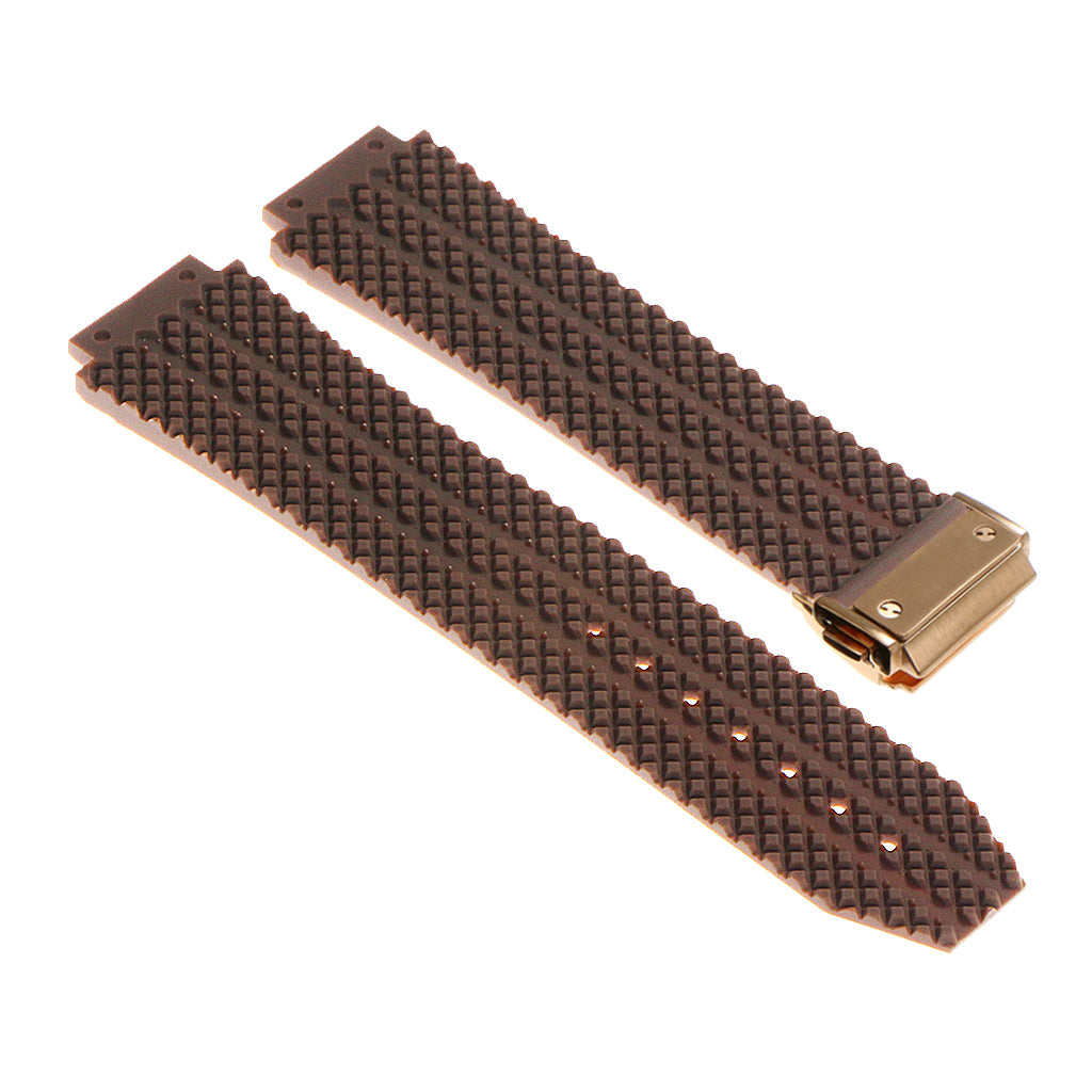 Rubber Watch Strap for Hublot Big Bang with Yellow Gold Clasp