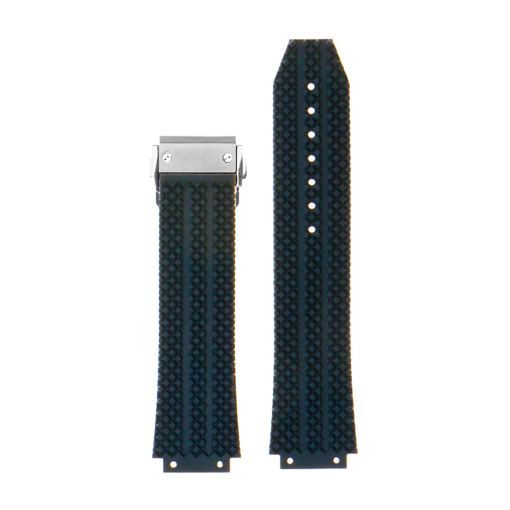 Rubber Watch Strap for Hublot Big Bang with Brushed Steel Clasp