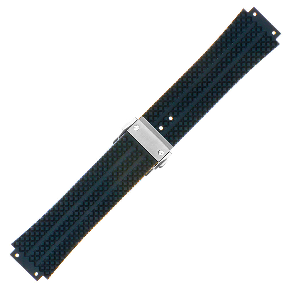 Rubber Watch Strap for Hublot Big Bang with Brushed Steel Clasp