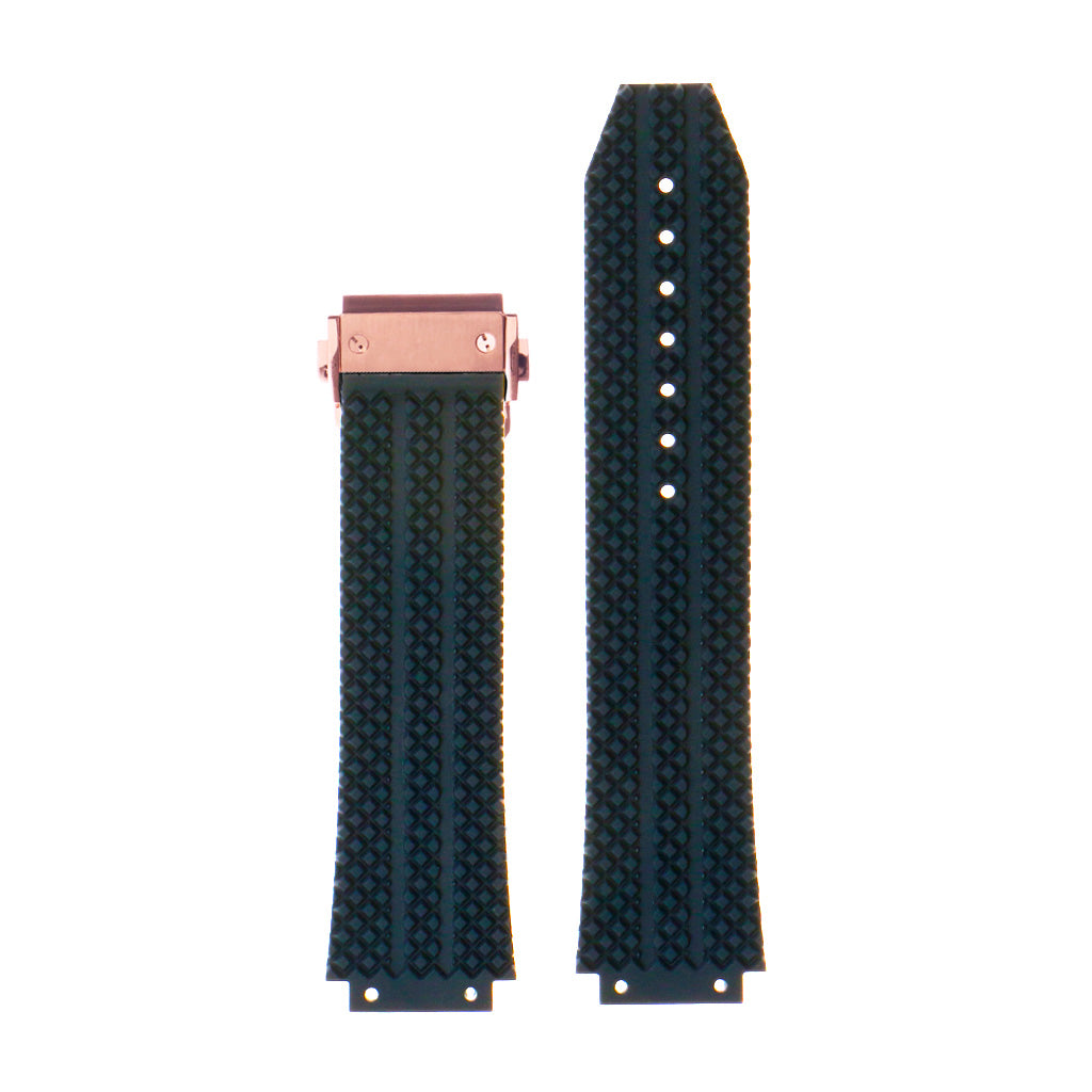Rubber Watch Strap for Hublot Big Bang with Rose Gold Clasp