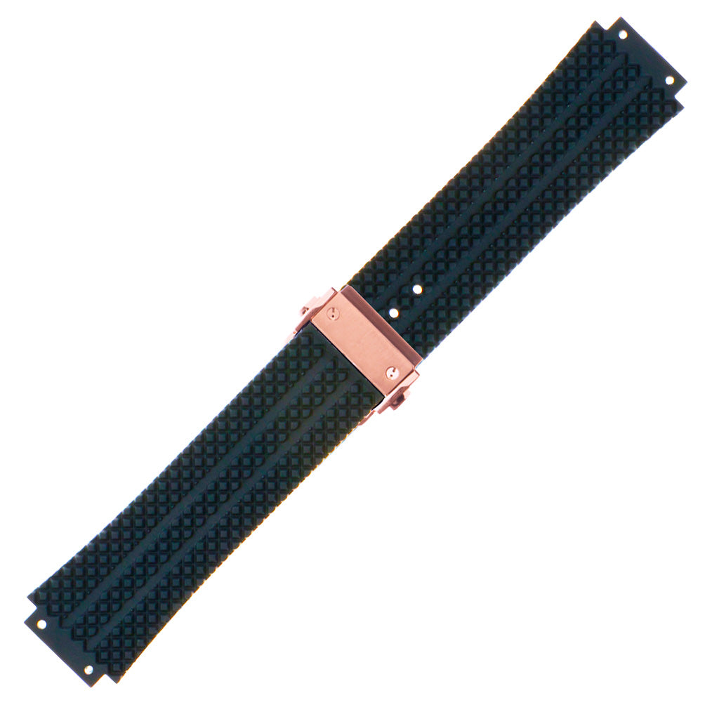 Rubber Watch Strap for Hublot Big Bang with Rose Gold Clasp