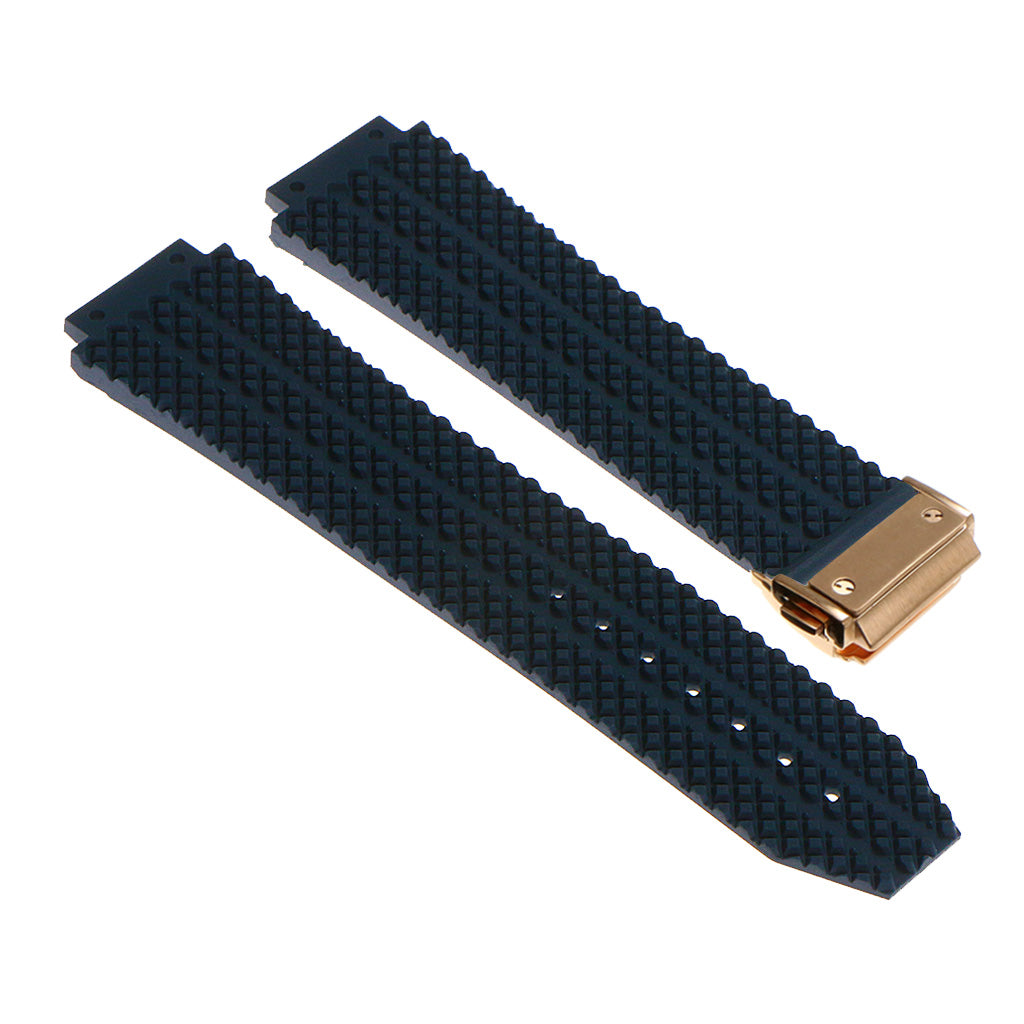 Rubber Watch Strap for Hublot Big Bang with Yellow Gold Clasp