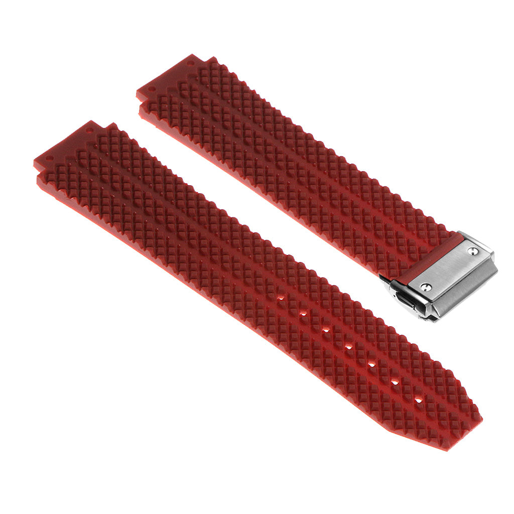 Rubber Watch Strap for Hublot Big Bang with Brushed Steel Clasp