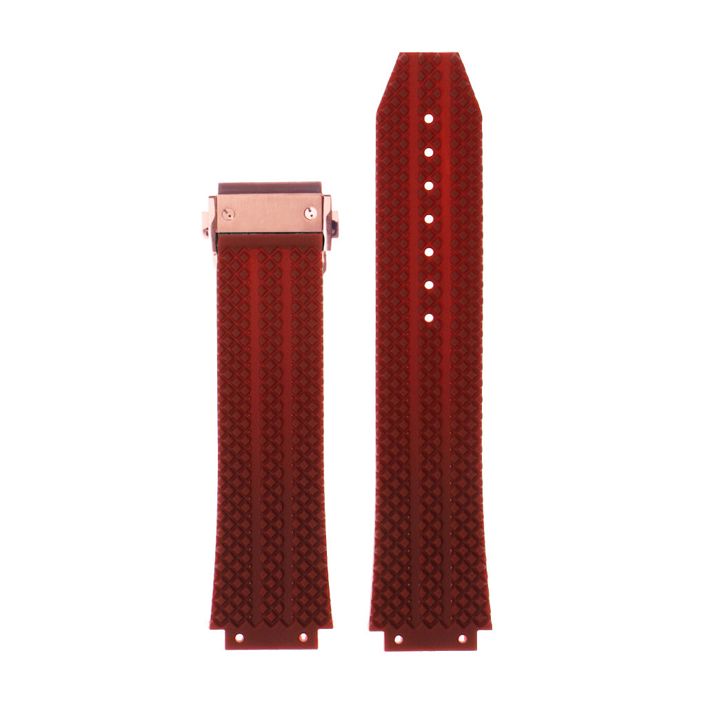 Rubber Watch Strap for Hublot Big Bang with Rose Gold Clasp