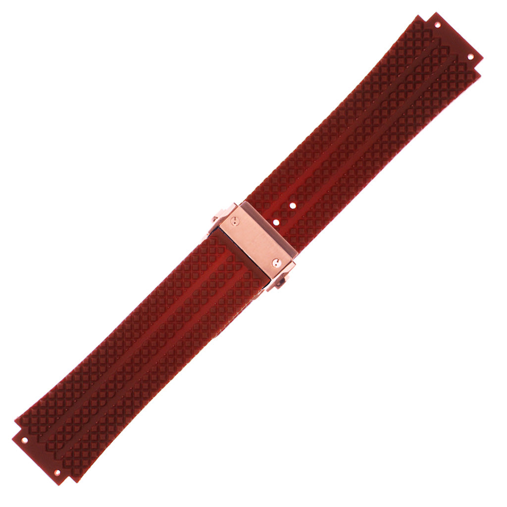 Rubber Watch Strap for Hublot Big Bang with Rose Gold Clasp