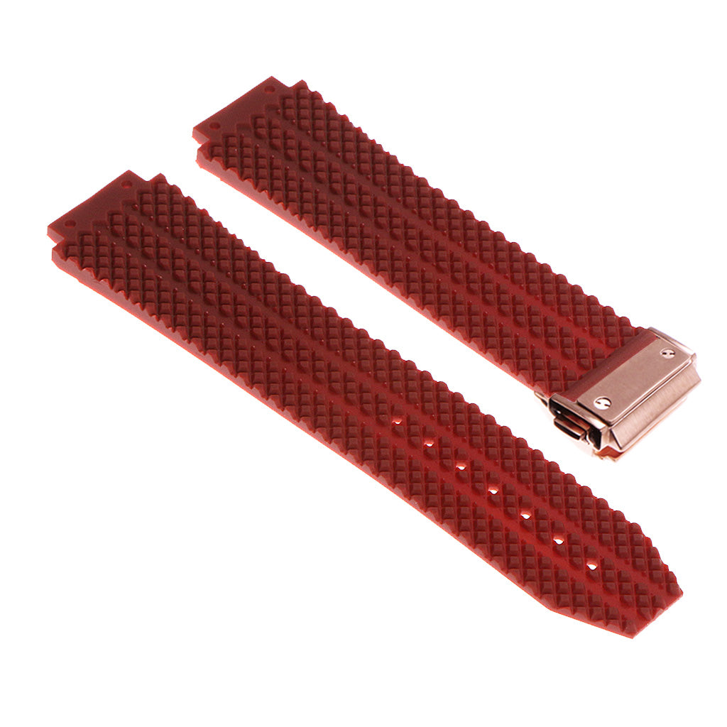 Rubber Watch Strap for Hublot Big Bang with Rose Gold Clasp