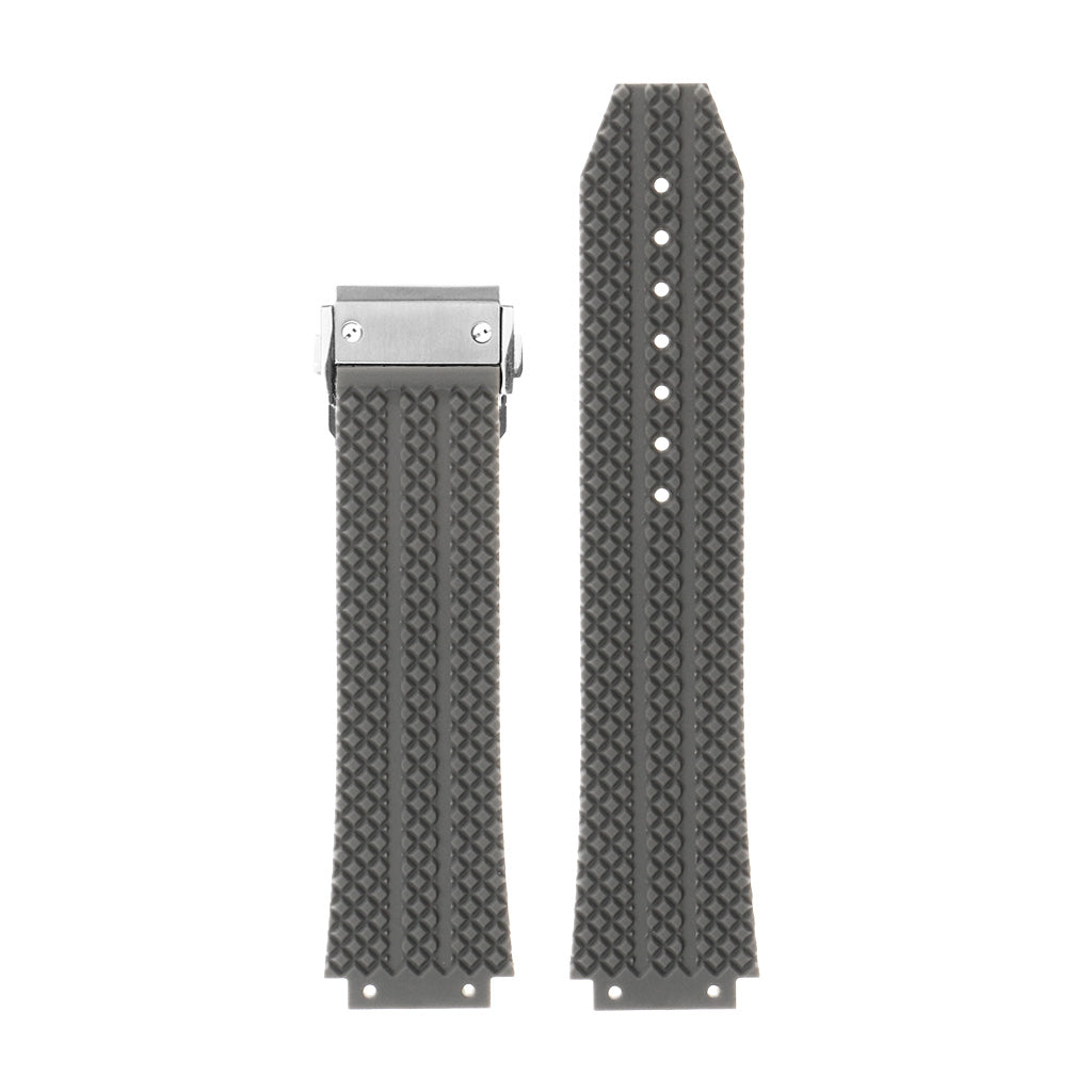 Rubber Watch Strap for Hublot Big Bang with Brushed Steel Clasp