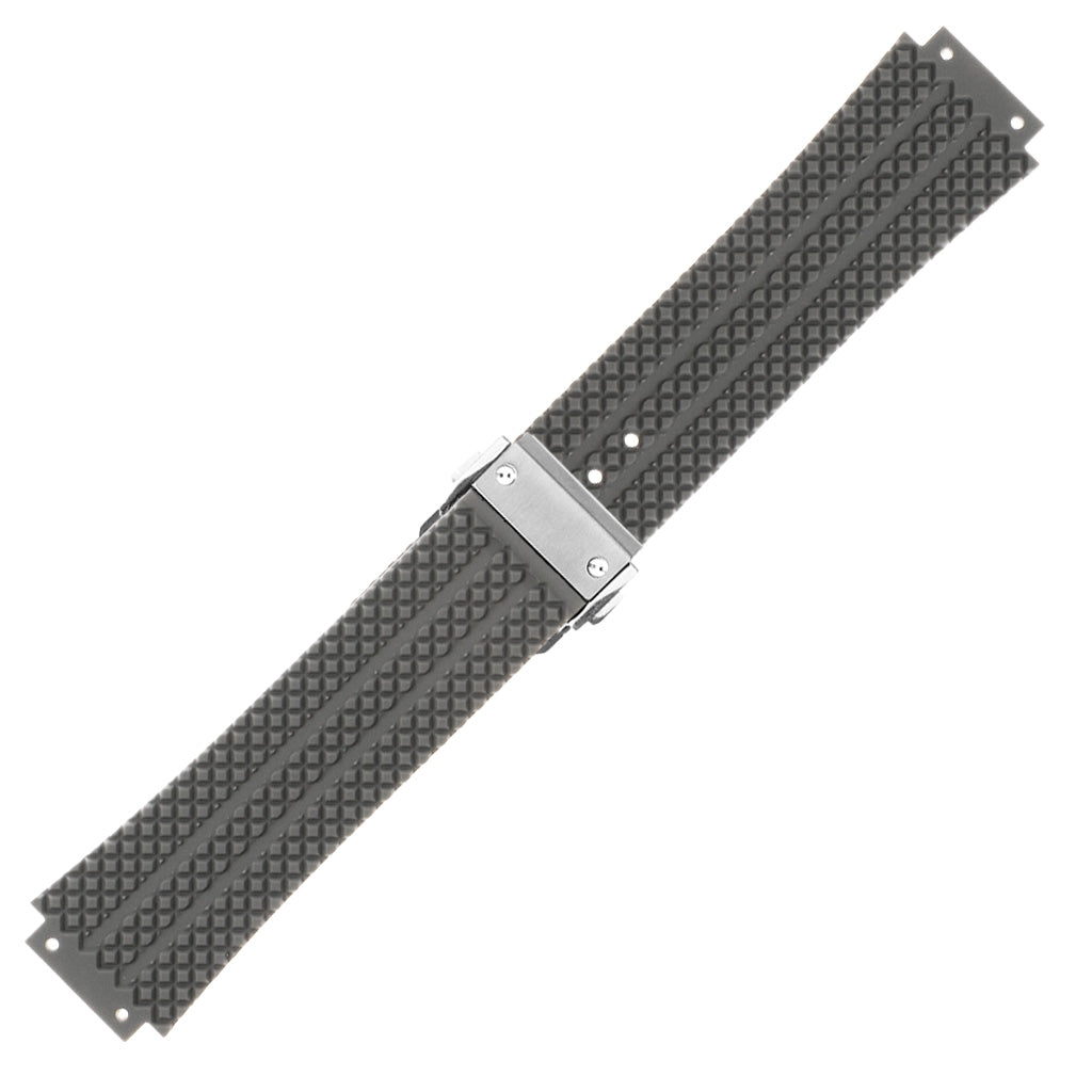 Rubber Watch Strap for Hublot Big Bang with Brushed Steel Clasp