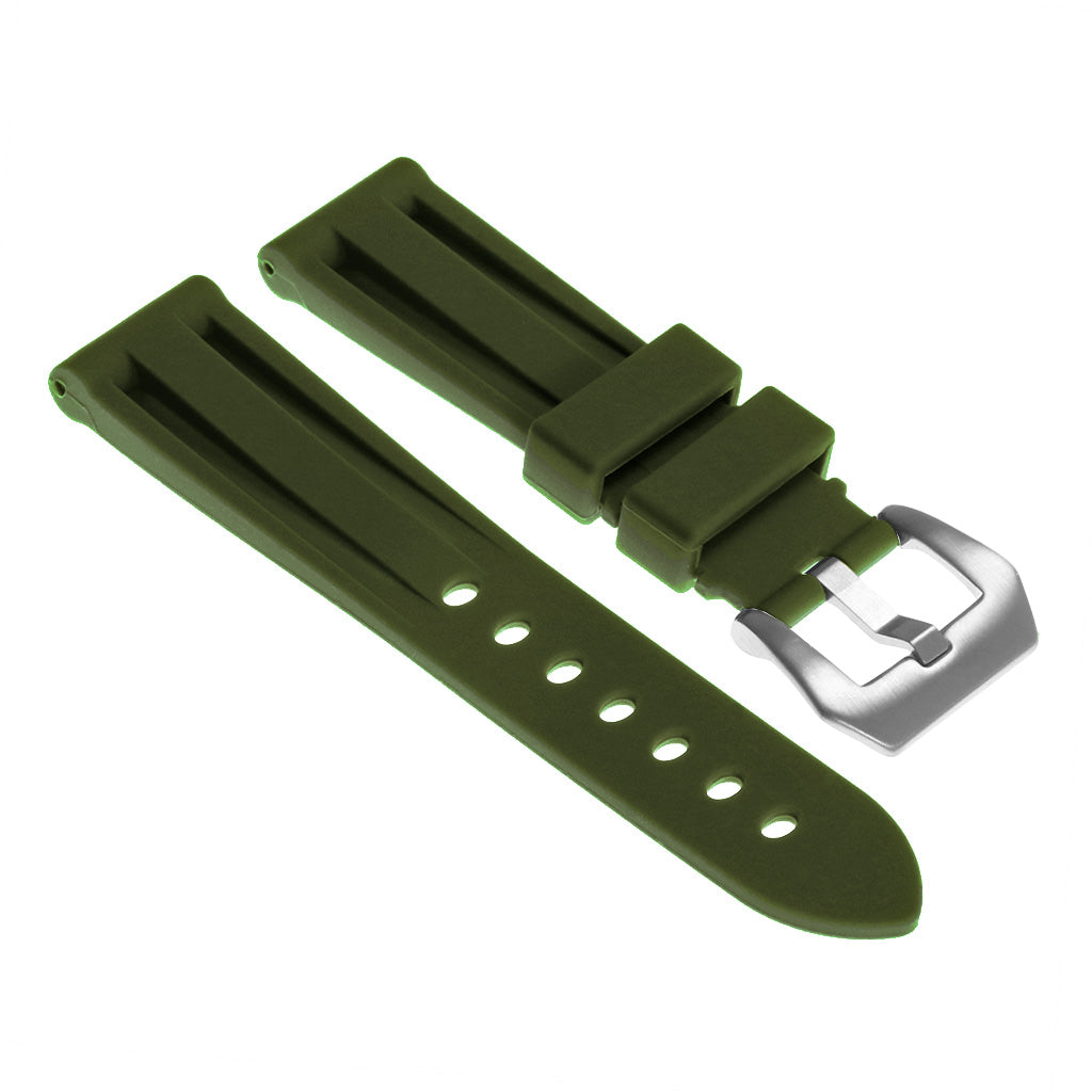 Silicone Watch Strap with Brushed Stainless Steel Pre-V Buckle for Apple Watch