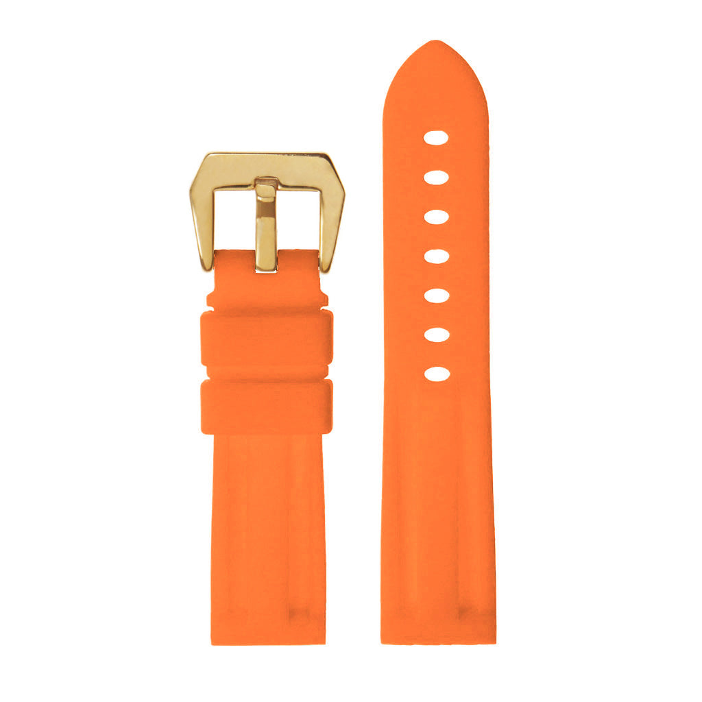 Rubber Watch Strap with Yellow Gold Pre-V Buckle