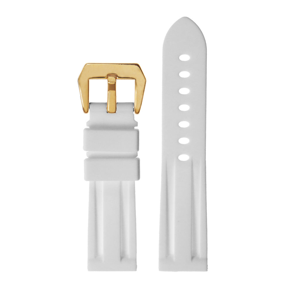 Rubber Watch Strap with Yellow Gold Pre-V Buckle
