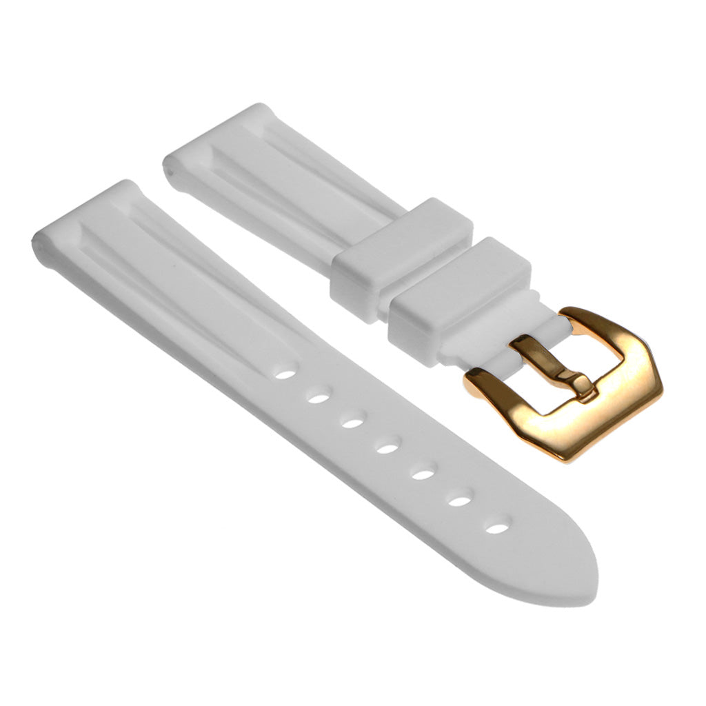 Rubber Watch Strap with Yellow Gold Pre-V Buckle