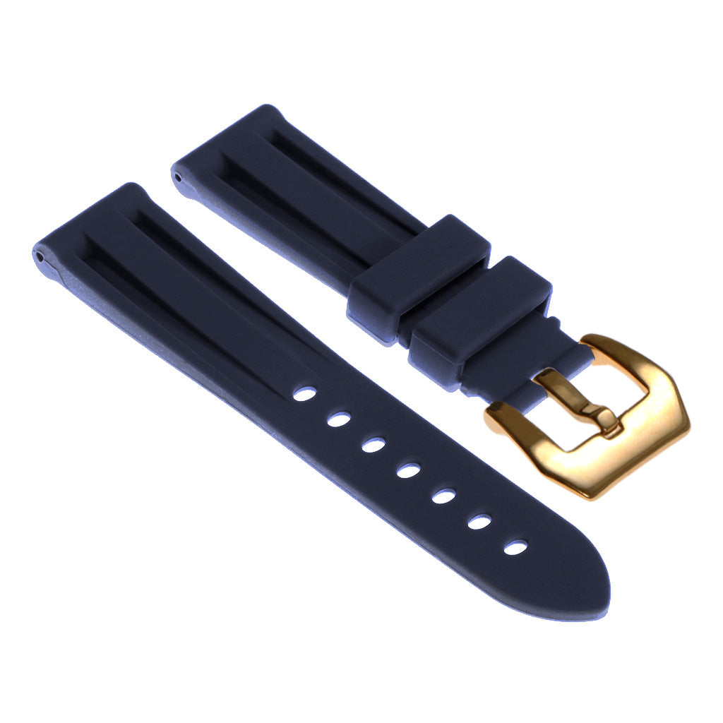 Rubber Watch Strap with Yellow Gold Pre-V Buckle